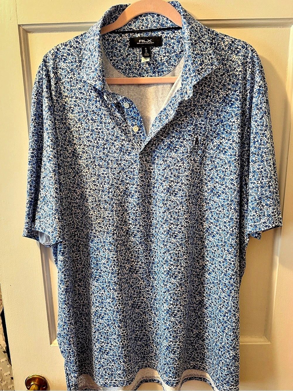 RXL Polo Ralph Lauren Floral Polo Shirt in Blue & White Size XL Like New